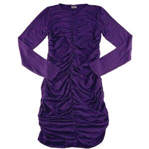 Chaser Women's High Neck Shirred Bodycon Long Sleeve Dress Size Small Purple
